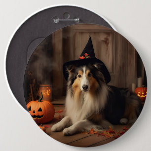 Bóton Redondo 15.24cm Abóboras Assustadoras de Halloween de Shetland She