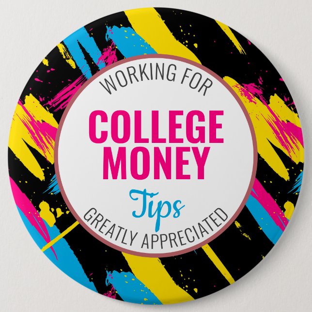 Bóton Redondo 15.24cm Abstrato Paint | Dicas Apreciadas | Dinheiro Colég (Frente)