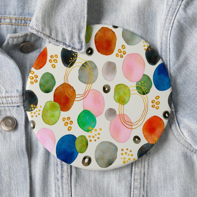 Bóton Redondo 15.24cm Abstrato Pebble Dourado Glitter Art (In Situ)