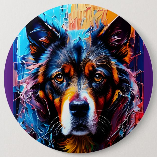 Bóton Redondo 15.24cm Abstrato splash color dog (Frente)