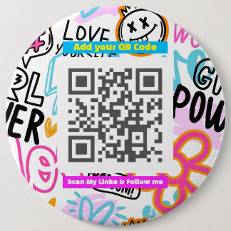 Bóton Redondo 15.24cm Acessório Divertido “Scan Me” para Compartilhament