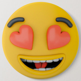 Bóton Redondo 15.24cm Adorável Botão Emoji de Amor - Espalhe o Amor!
