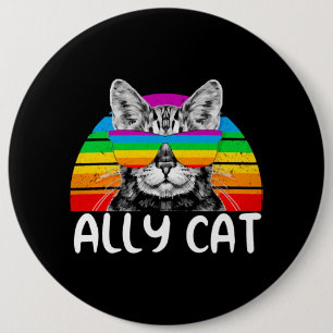 Bóton Redondo 15.24cm Ally Cat Rainbow Óculos suntuosos LGBT Orgulho gay