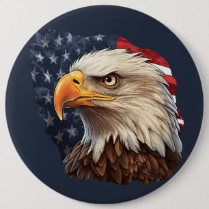 Bóton Redondo 15.24cm American Flag Bald Eagle
