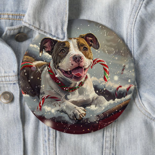 Bóton Redondo 15.24cm American Staffordshire Dog Natal Festivo