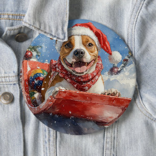 Bóton Redondo 15.24cm American Staffordshire no Trenó de Natal