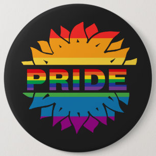 Bóton Redondo 15.24cm Amor do Orgulho LGBT+. Ímã de botão de flor do arc