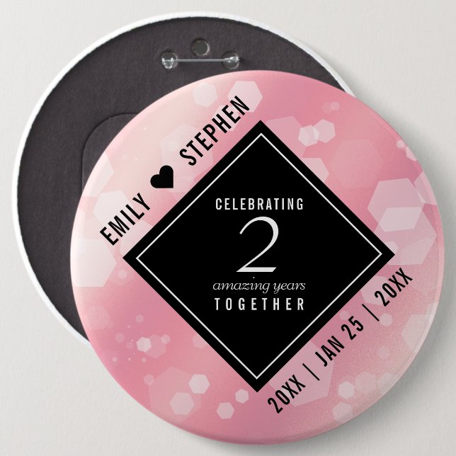 Bóton Redondo 15.24cm Aniversário de Casamento do Rosa Quartz Elegante (Frente & Verso)