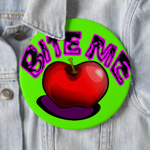 Bóton Redondo 15.24cm Apple BITE ME Nostálgico Pino Retro dos anos 90