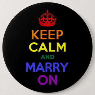 Bóton Redondo 15.24cm Arco-íris mantém calma e Casado ligado