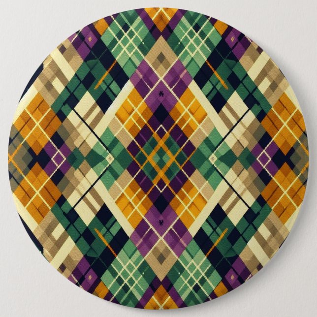 Bóton Redondo 15.24cm Argyle Mardi Gras verde-roxo amarelo (Frente)