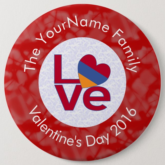 Bóton Redondo 15.24cm Armênio Red Letters LOVE Flag Personalizado (Frente)