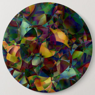 Bóton Redondo 15.24cm Arte abstrata caleidoscópica e colorida