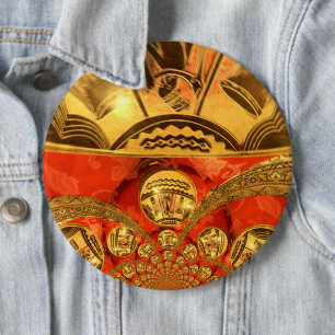 Bóton Redondo 15.24cm Arte Cultural Africana: Design Vermelho Ouro Rico
