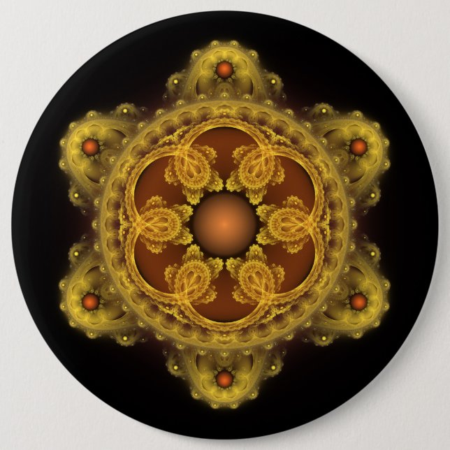 Bóton Redondo 15.24cm arte fractal mandala de fada (Frente)