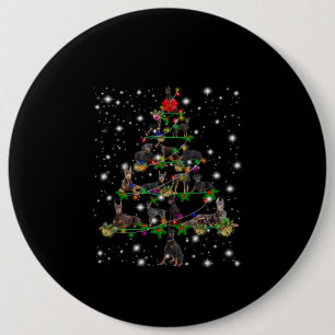 Bóton Redondo 15.24cm Árvore De Natal Doberman Abrangida Pela Lâmpada