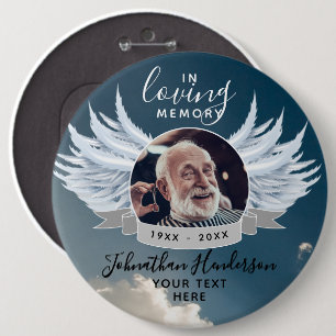 Bóton Redondo 15.24cm Asas de Anjo Foto Lembrança Amorosa Funeral/Memori