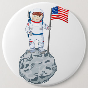 Bóton Redondo 15.24cm Astronauta com nome de etiqueta