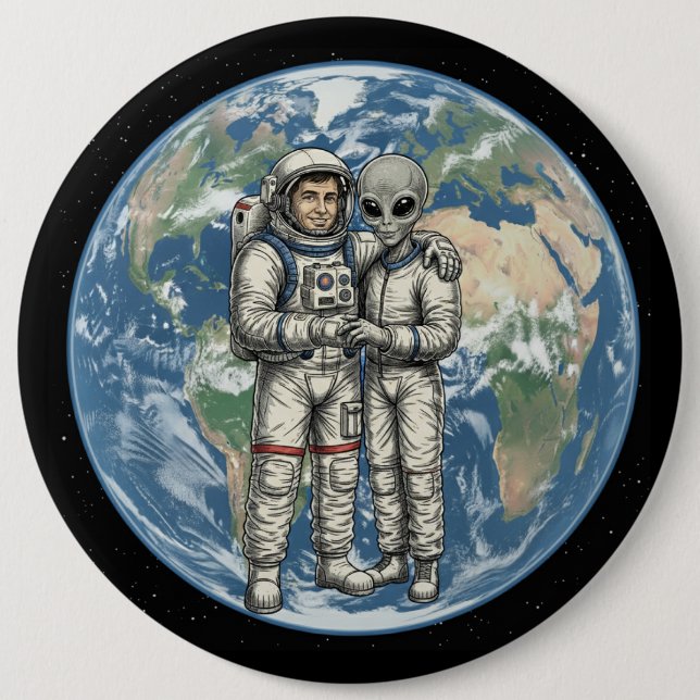 Bóton Redondo 15.24cm Astronauta e Alien (Frente)