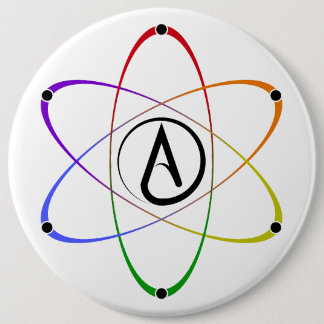 Bóton Redondo 15.24cm Atheist Atom Symbol Rainbow