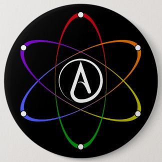 Bóton Redondo 15.24cm Atheist Atom Symbol Rainbow White