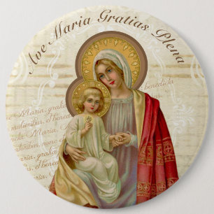 Bóton Redondo 15.24cm Avenida abençoada vintage Maria de Jesus da Virge