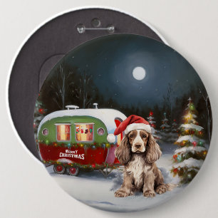 Bóton Redondo 15.24cm Aventura de Natal do Winter Cocker Spaniel Caravan