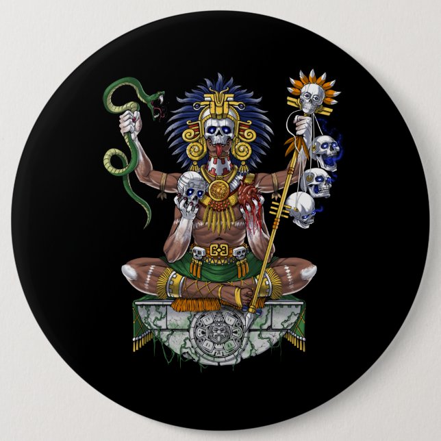 Bóton Redondo 15.24cm Aztec Warrior Shaman (Frente)