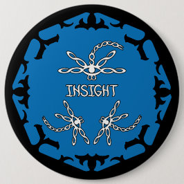 Bóton Redondo 15.24cm Azul, Barras de 3 Olhos Chakra "Insight"