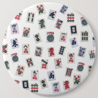 Bóton Redondo 15.24cm Azulejos MahJong e padrões de símbolos
