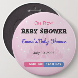 Bóton Redondo 15.24cm Baby Shower Pin | Team Girl | Team Boy | Favor