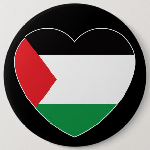 Bóton Redondo 15.24cm bandeira branca palestina design gráfico cardíaco