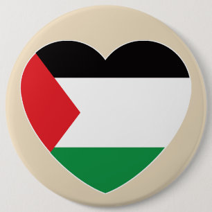 Bóton Redondo 15.24cm bandeira branca palestina design gráfico cardíaco