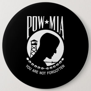 Bóton Redondo 15.24cm Bandeira POW MIA: Soldados desaparecidos da Guerra
