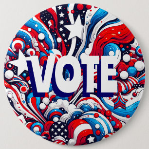 Bóton Redondo 15.24cm Bandeira Vermelha, Branca e Azul Patriótica dos EU