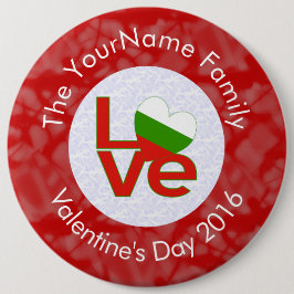 Bóton Redondo 15.24cm Bandeira Vermelha Búlgara LOVE Personalizada 