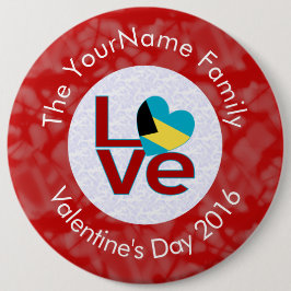 Bóton Redondo 15.24cm Bandeira Vermelha do Bahamã Letras Vermelhas LOVE