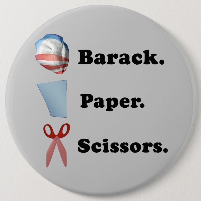 Bóton Redondo 15.24cm Barack. Papel. Tesoura (Frente)