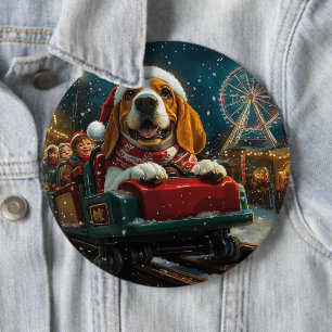 Bóton Redondo 15.24cm Basset Hound Cachorro Montanha-russa Natal