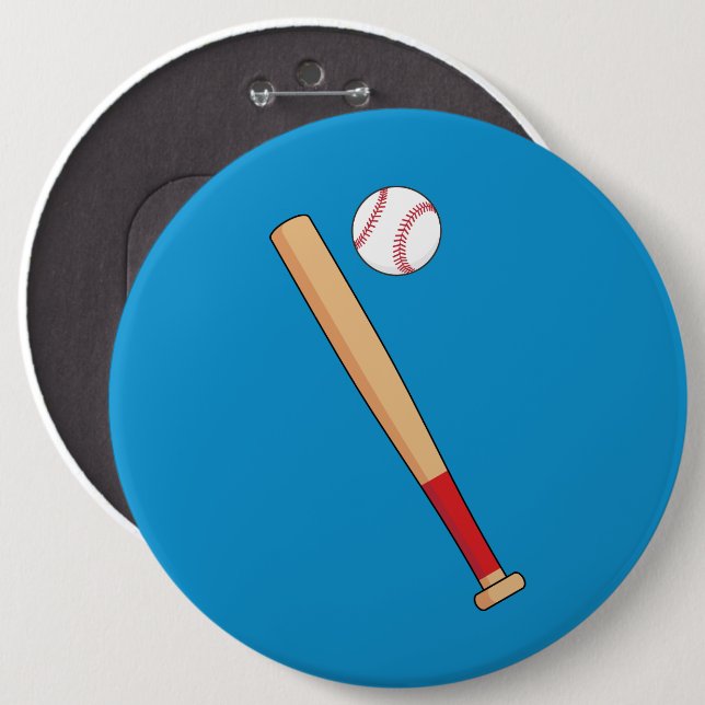 Bóton Redondo 15.24cm Bat Baseball com Ball (Frente & Verso)
