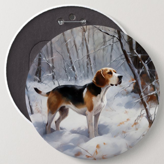 Bóton Redondo 15.24cm Beagle Deixe-O Neve Natal (Frente & Verso)