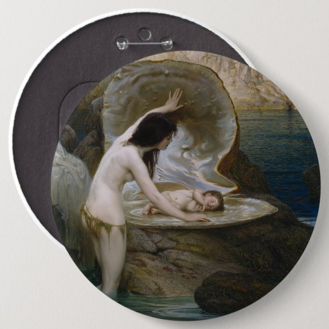 Bóton Redondo 15.24cm Bebê d'água e Sereia Ninfônica Bikini (Frente & Verso)