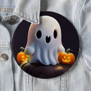 Bóton Redondo 15.24cm Bebê Fantasma Caráter de Dia das Bruxas