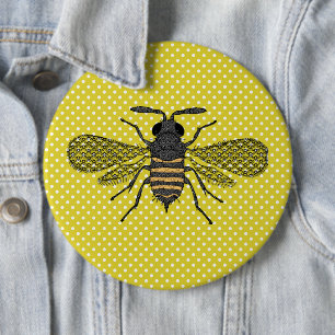 Bóton Redondo 15.24cm BEES e Honeycomb - Salvar as Abelhas