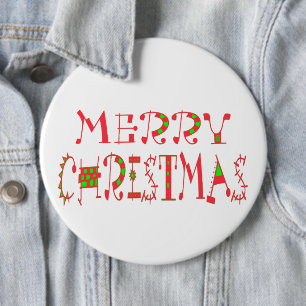 Bóton Redondo 15.24cm Belo e feliz texto de Natal - Design Art