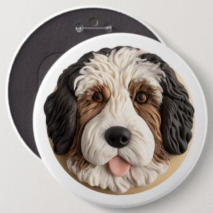 Bóton Redondo 15.24cm Bernedoodle Cachorro 3D Inspirado
