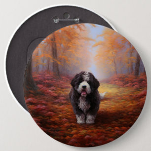 Bóton Redondo 15.24cm Bernedoodle no outono deixa cair inspiração
