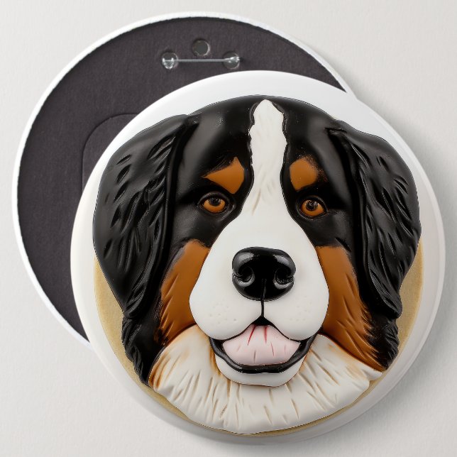 Bóton Redondo 15.24cm Bernese Mountain Dog 3D Inspirou (Frente & Verso)