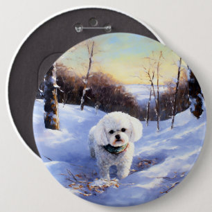 Bóton Redondo 15.24cm Bichon Frise Deixe-A Neve Natal