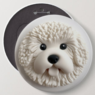 Bóton Redondo 15.24cm Bichon Frise Dog 3D Inspirado